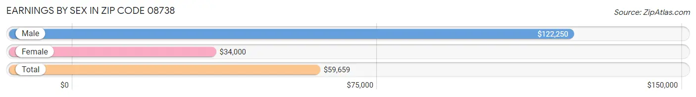 Earnings by Sex in Zip Code 08738