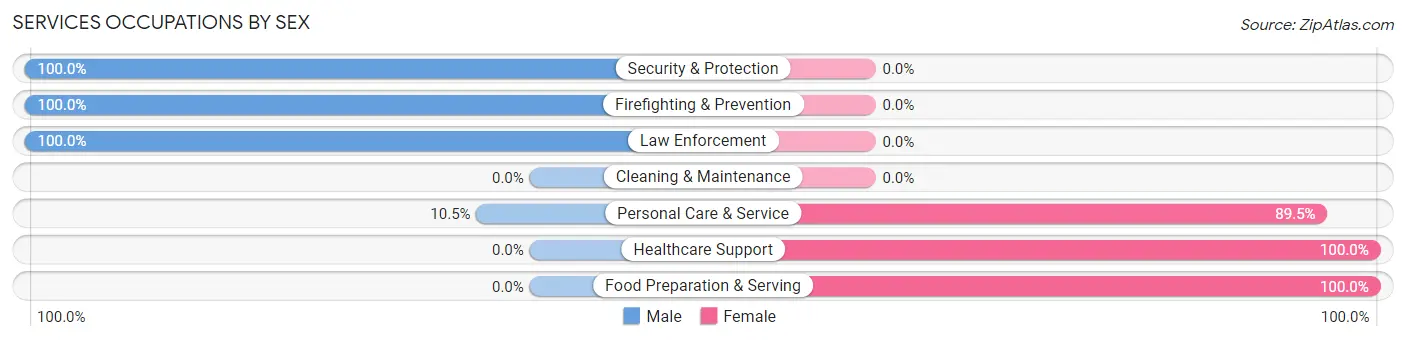 Services Occupations by Sex in Zip Code 08738