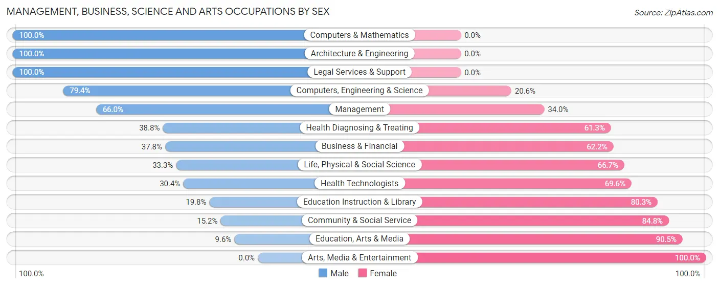 Management, Business, Science and Arts Occupations by Sex in Zip Code 08741