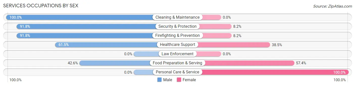 Services Occupations by Sex in Zip Code 08741