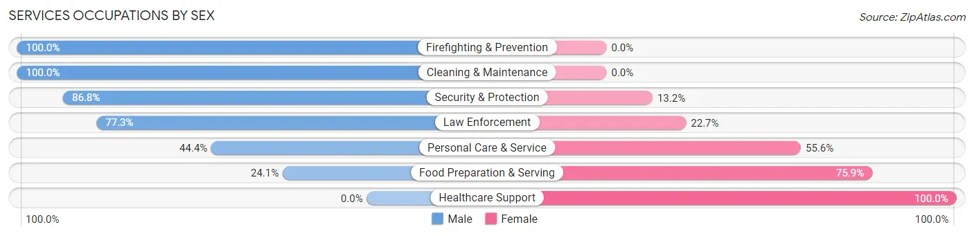 Services Occupations by Sex in Zip Code 08750
