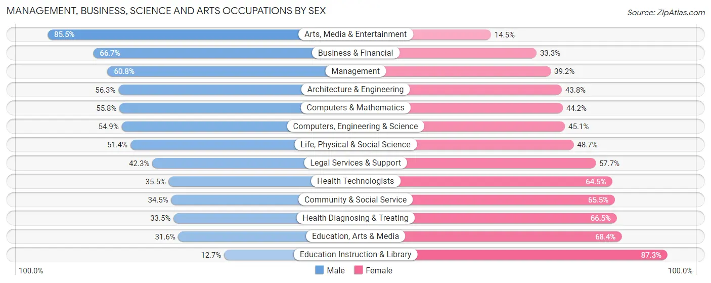 Management, Business, Science and Arts Occupations by Sex in Zip Code 08802