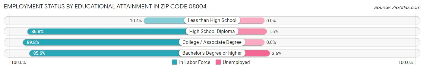 Employment Status by Educational Attainment in Zip Code 08804