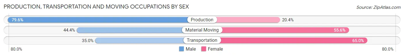Production, Transportation and Moving Occupations by Sex in Zip Code 08804