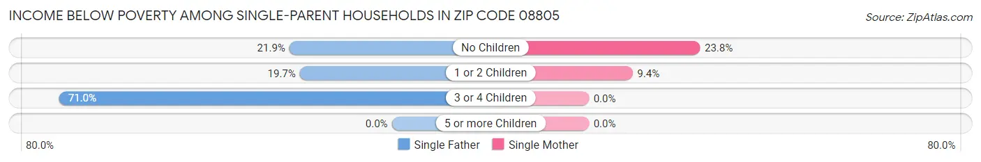 Income Below Poverty Among Single-Parent Households in Zip Code 08805