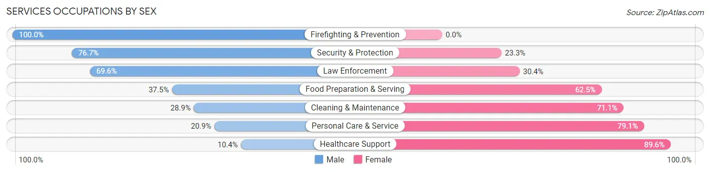 Services Occupations by Sex in Zip Code 08805
