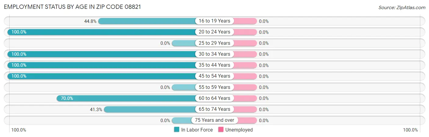 Employment Status by Age in Zip Code 08821