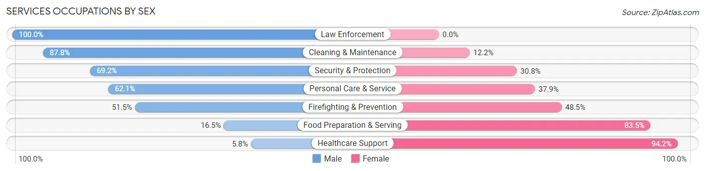 Services Occupations by Sex in Zip Code 08825