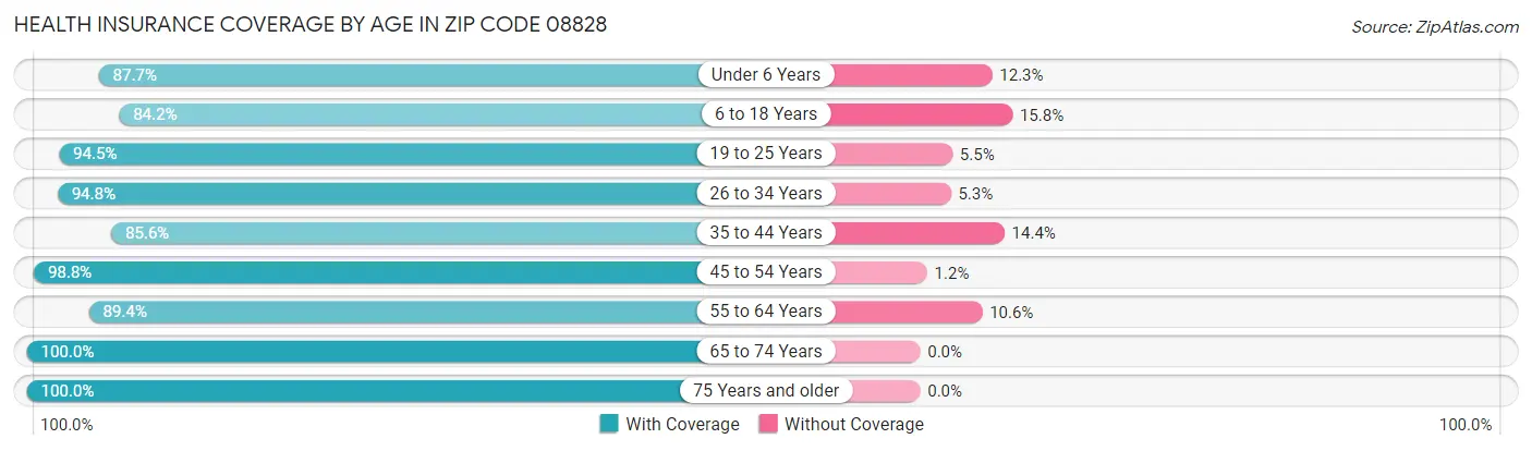 Health Insurance Coverage by Age in Zip Code 08828
