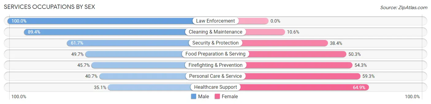Services Occupations by Sex in Zip Code 08840