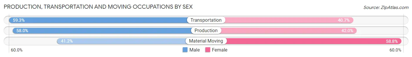 Production, Transportation and Moving Occupations by Sex in Zip Code 08846