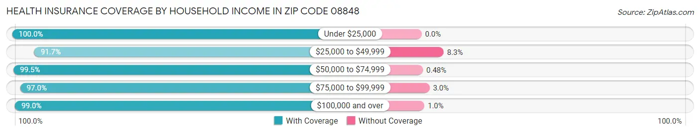 Health Insurance Coverage by Household Income in Zip Code 08848