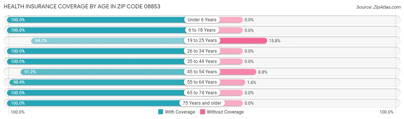 Health Insurance Coverage by Age in Zip Code 08853