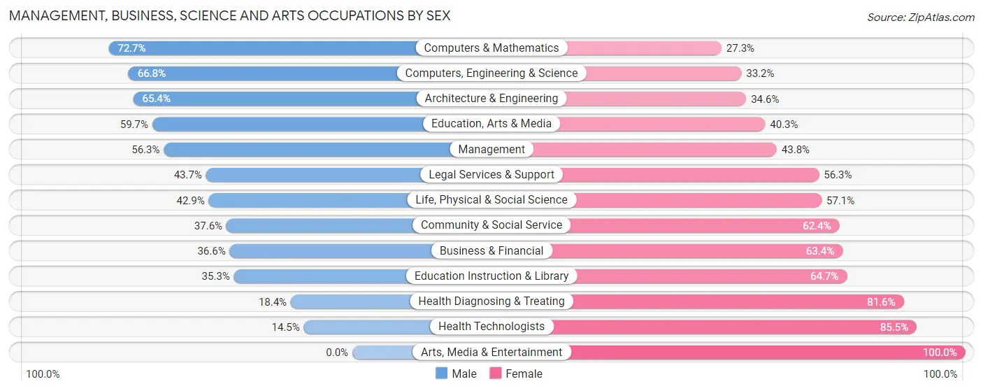 Management, Business, Science and Arts Occupations by Sex in Zip Code 08863