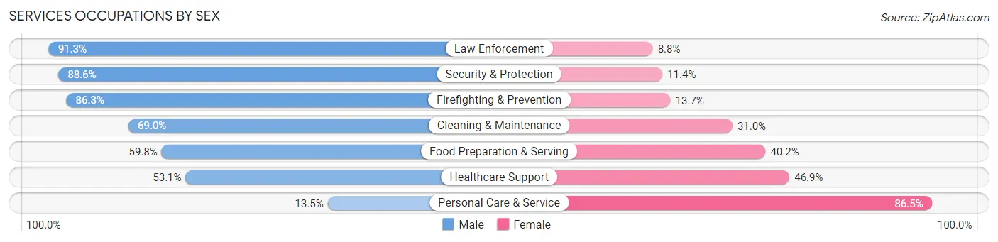 Services Occupations by Sex in Zip Code 08876