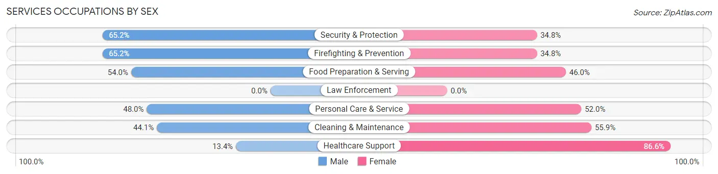 Services Occupations by Sex in Zip Code 08882