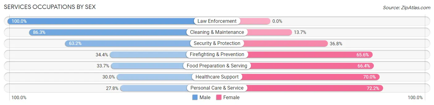 Services Occupations by Sex in Zip Code 08884