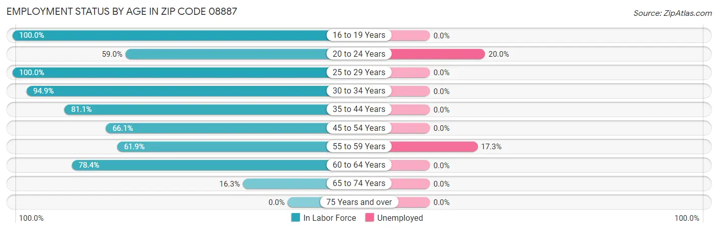 Employment Status by Age in Zip Code 08887