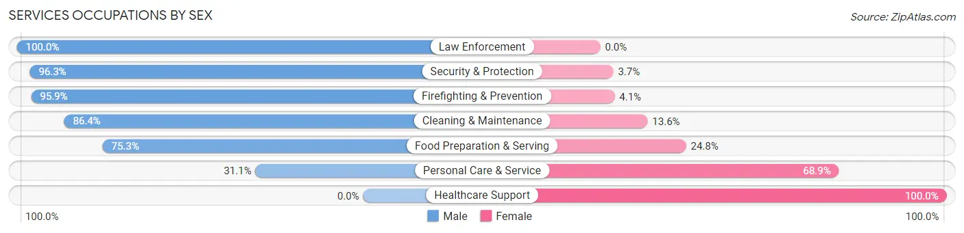 Services Occupations by Sex in Zip Code 10022