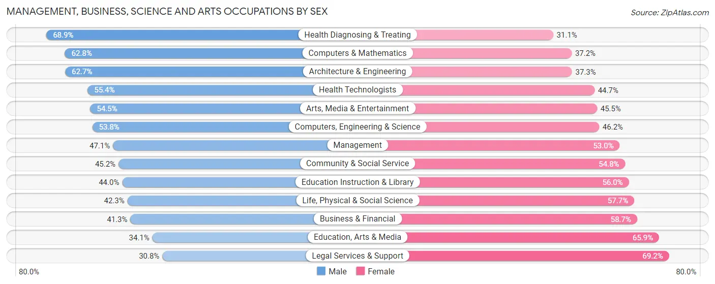 Management, Business, Science and Arts Occupations by Sex in Zip Code 10032