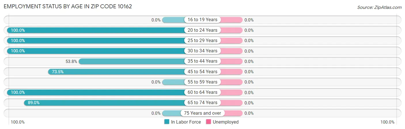 Employment Status by Age in Zip Code 10162