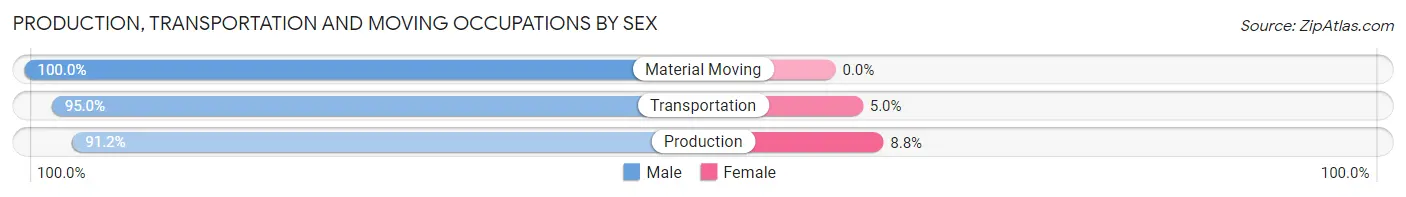 Production, Transportation and Moving Occupations by Sex in Zip Code 10304