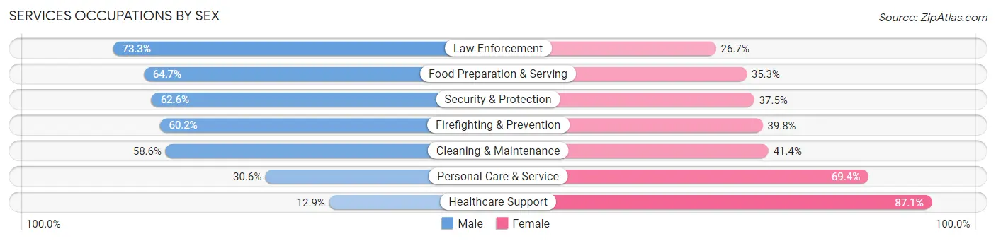 Services Occupations by Sex in Zip Code 10453