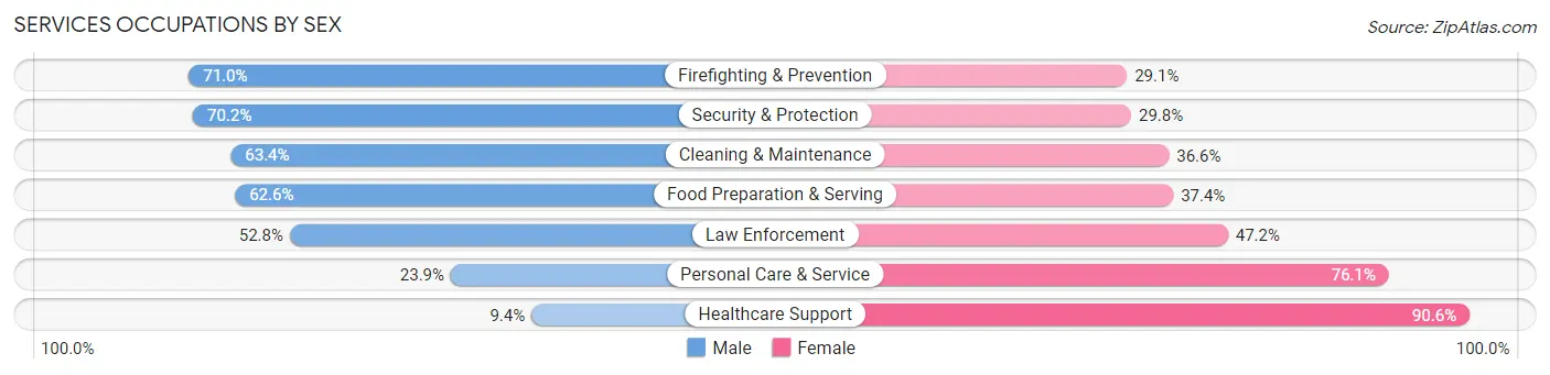Services Occupations by Sex in Zip Code 10456