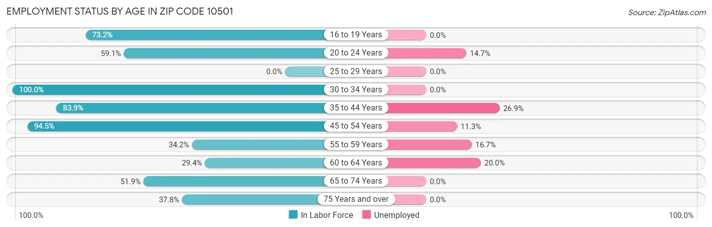 Employment Status by Age in Zip Code 10501