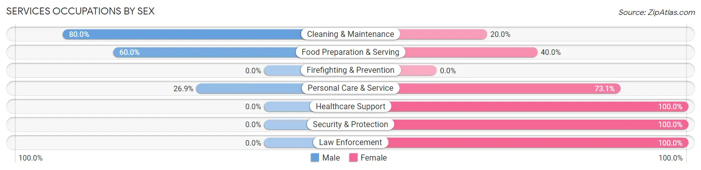 Services Occupations by Sex in Zip Code 10506