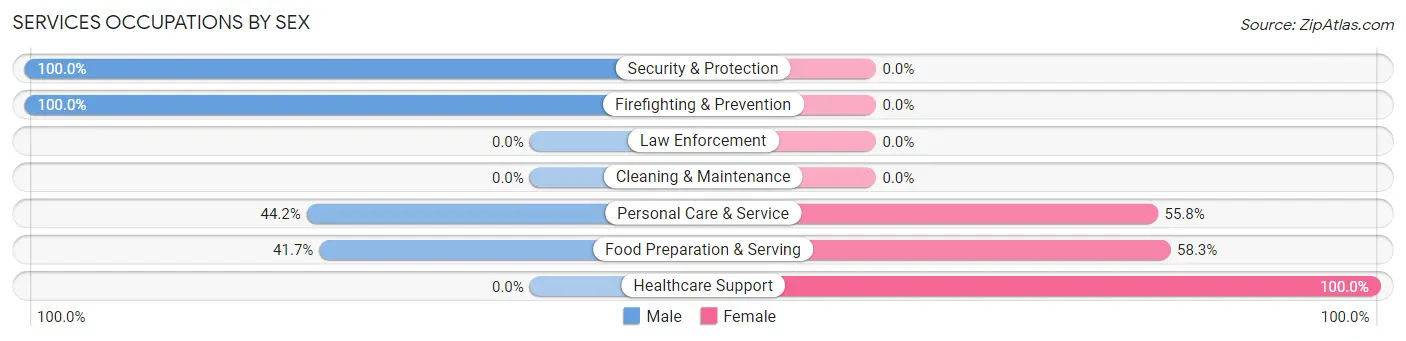 Services Occupations by Sex in Zip Code 10514