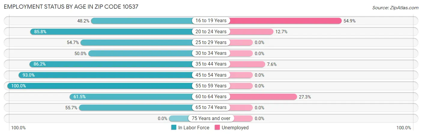 Employment Status by Age in Zip Code 10537