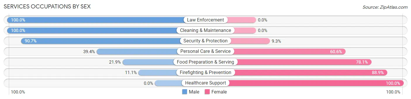 Services Occupations by Sex in Zip Code 10548