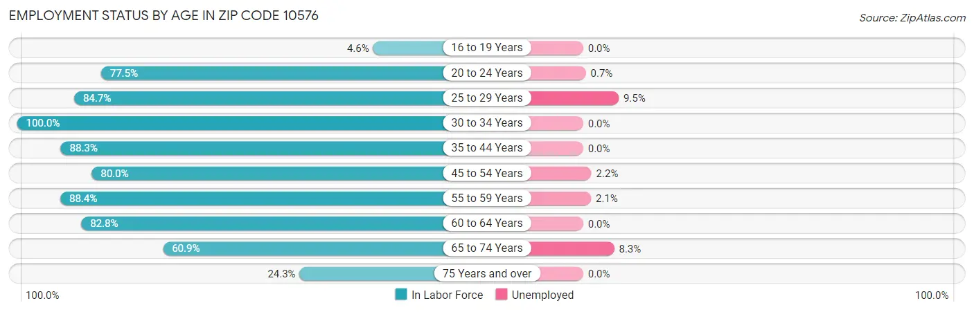 Employment Status by Age in Zip Code 10576