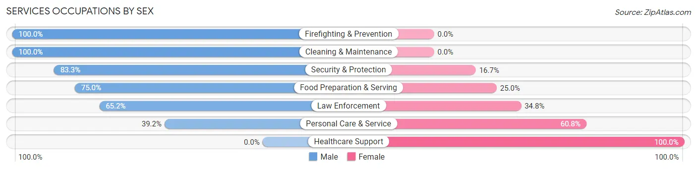 Services Occupations by Sex in Zip Code 10590
