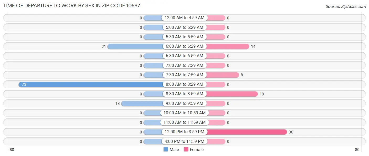 Time of Departure to Work by Sex in Zip Code 10597