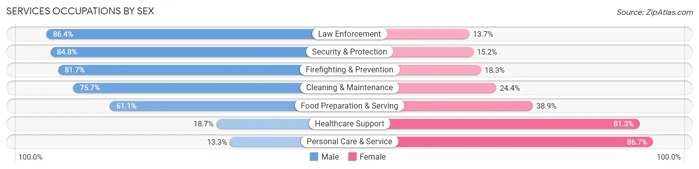 Services Occupations by Sex in Zip Code 10598