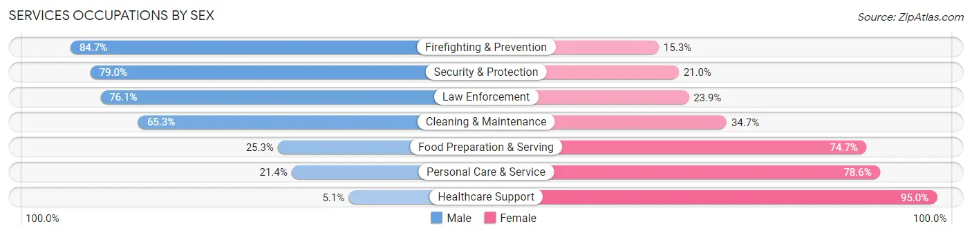 Services Occupations by Sex in Zip Code 10703