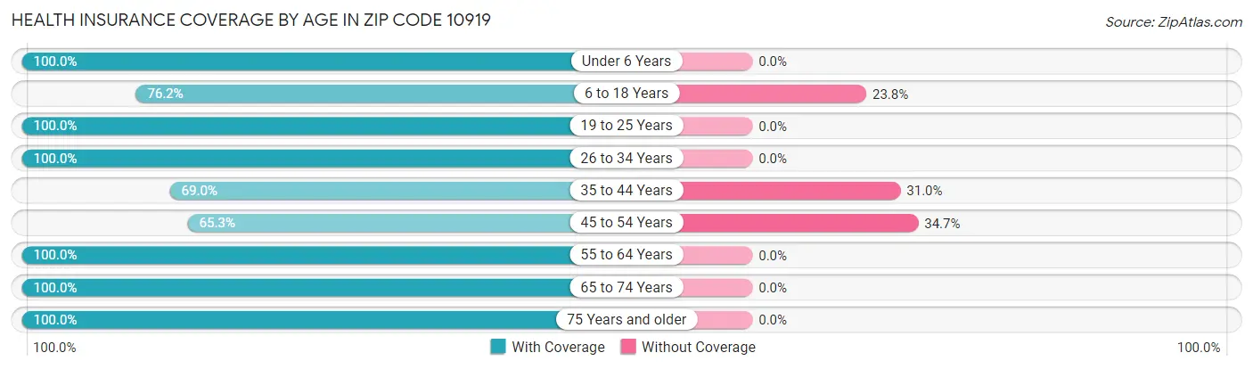 Health Insurance Coverage by Age in Zip Code 10919