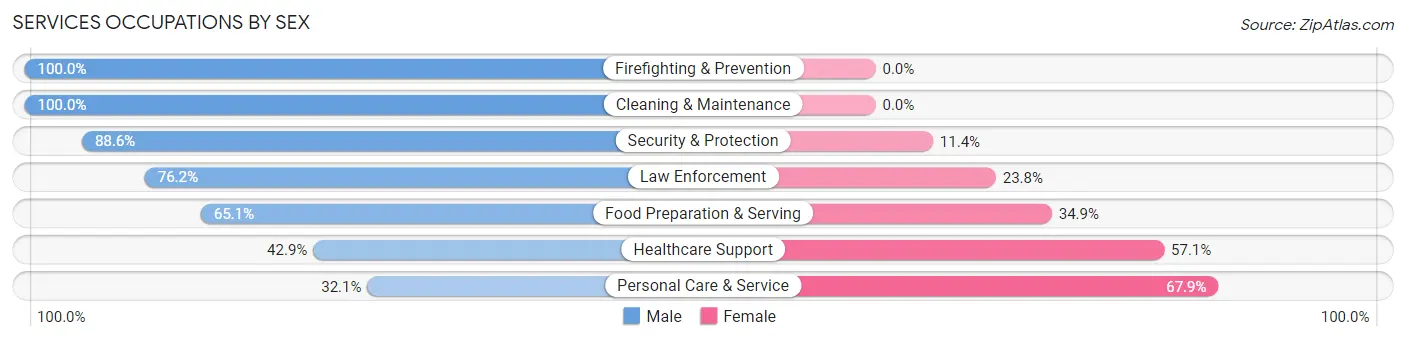Services Occupations by Sex in Zip Code 10930