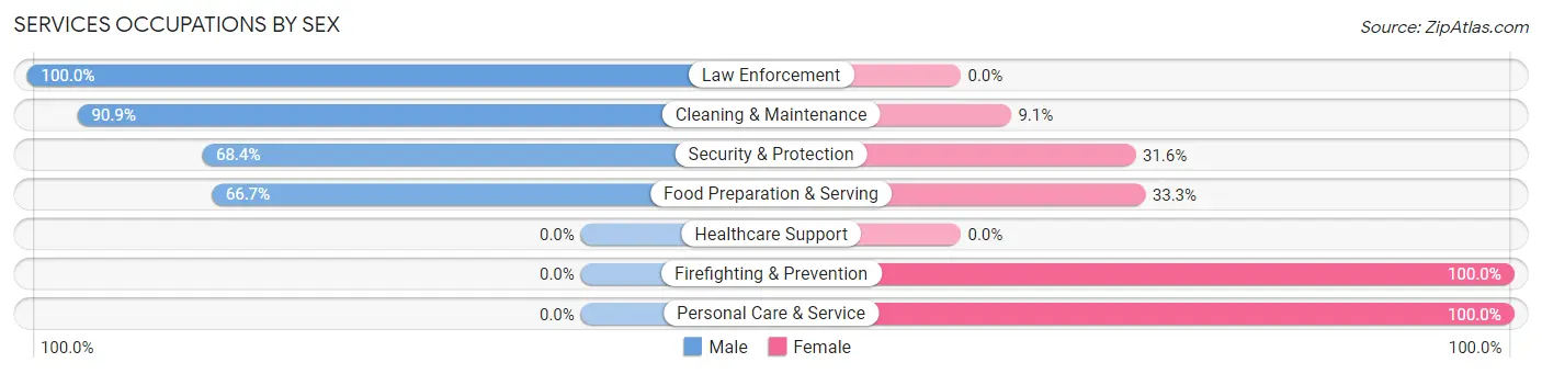 Services Occupations by Sex in Zip Code 10931