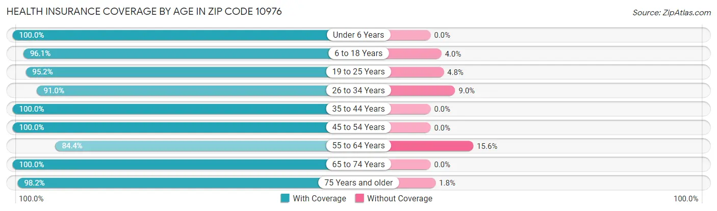 Health Insurance Coverage by Age in Zip Code 10976