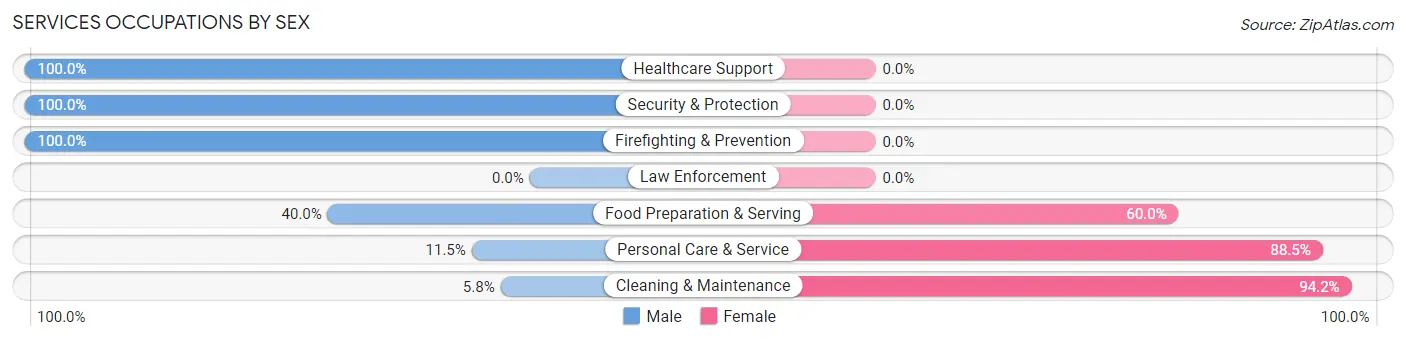 Services Occupations by Sex in Zip Code 10976