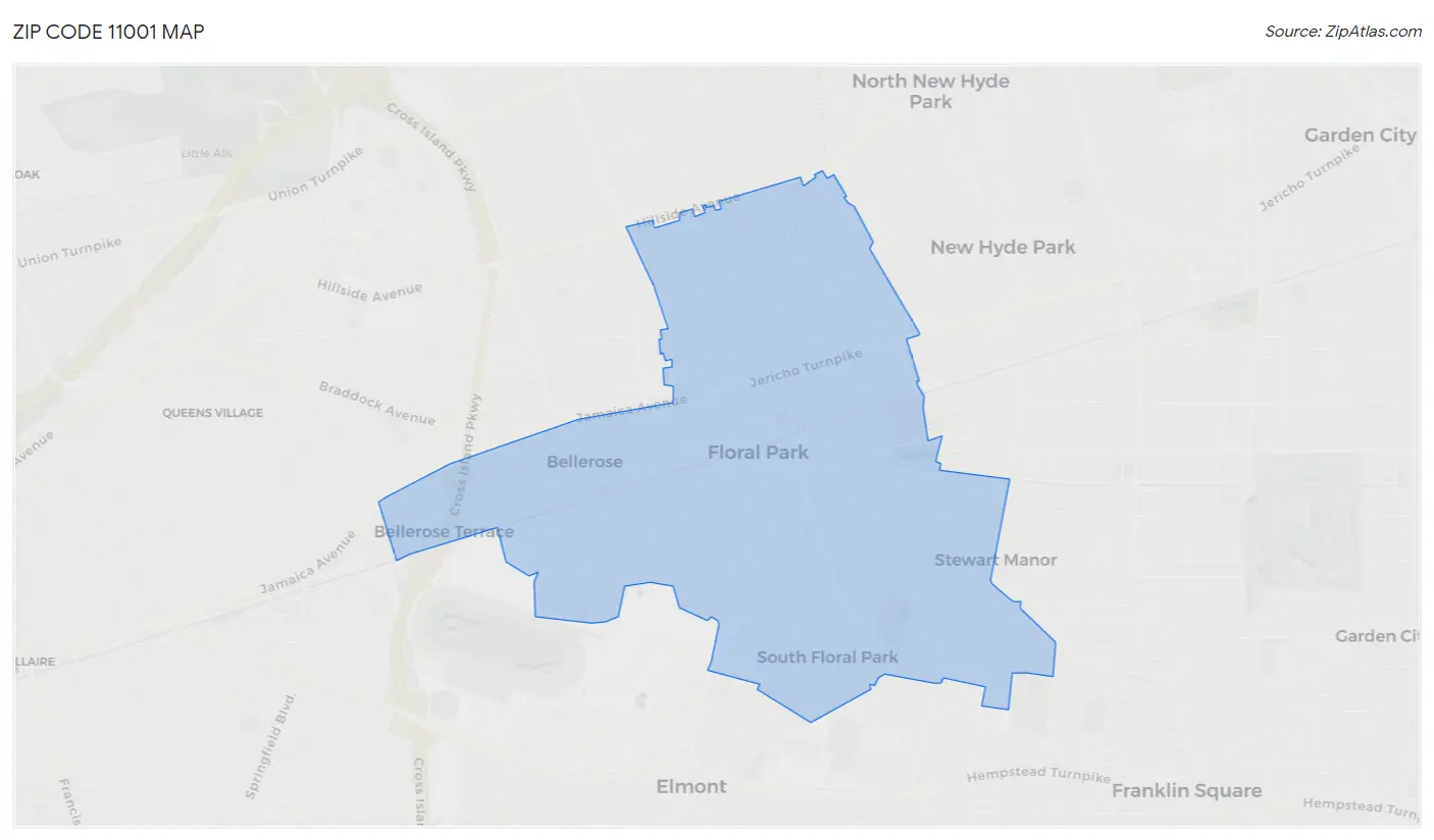 Zip Code 11001 Map