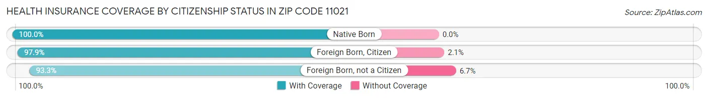 Health Insurance Coverage by Citizenship Status in Zip Code 11021