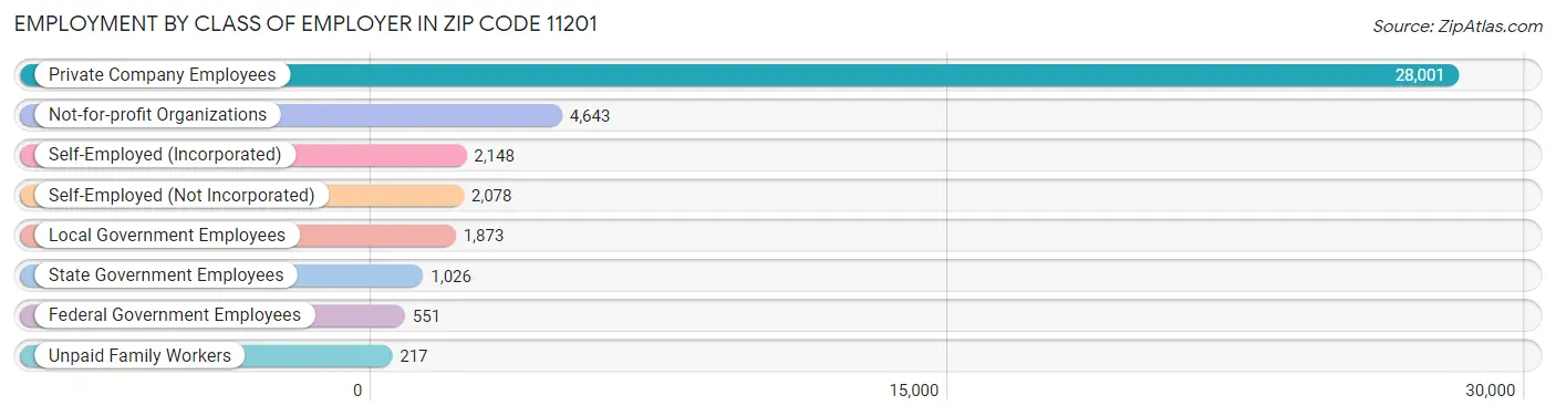 Employment by Class of Employer in Zip Code 11201