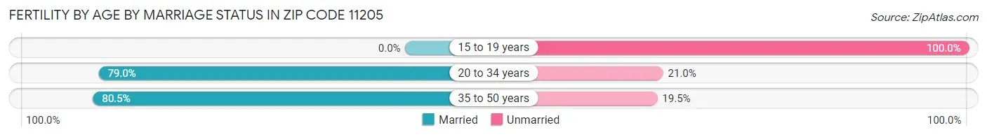 Female Fertility by Age by Marriage Status in Zip Code 11205