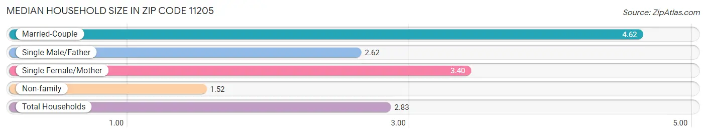 Median Household Size in Zip Code 11205