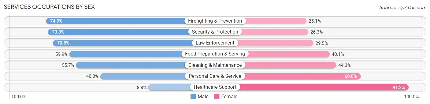 Services Occupations by Sex in Zip Code 11208