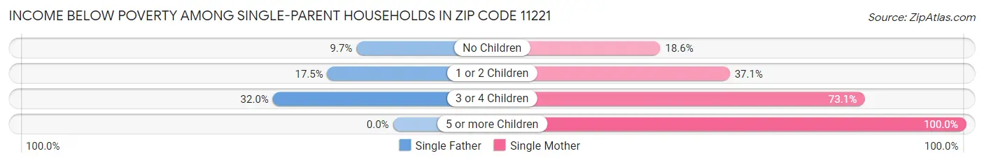 Income Below Poverty Among Single-Parent Households in Zip Code 11221
